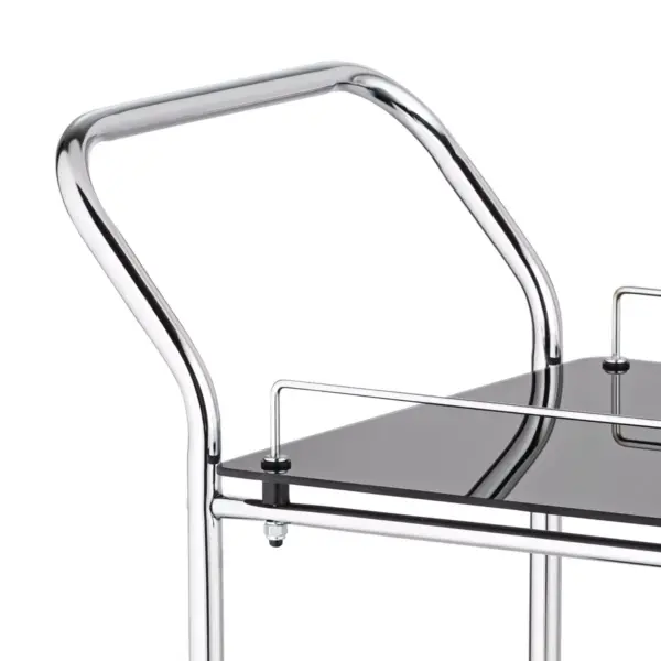 Studio 55D Finn 28 1/2" Wide Black Glass - Chrome Rolling Serving Cart