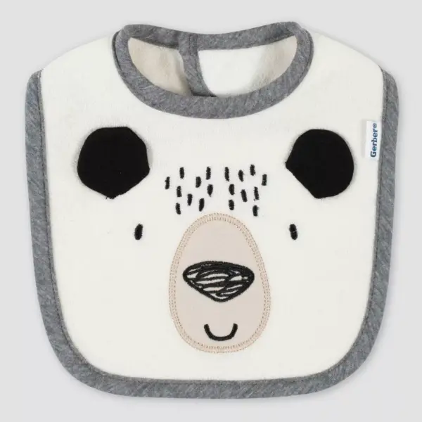 Gerber Baby Boys' 4pk Bear Bib - Cream/Gray