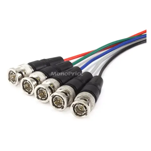 Monoprice VGA RGB Video Cable - 6 Feet - Black | HD-15 to 5 BNC for HDTV Monitor