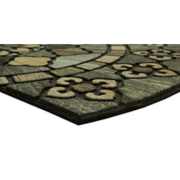 1'9"X2'9" Floral Half-circle Doormats Black - Mohawk