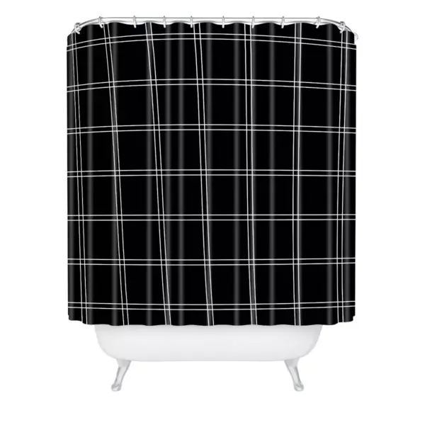 Kelly Haines Minimal Check Shower Curtain Black/White - Deny Designs