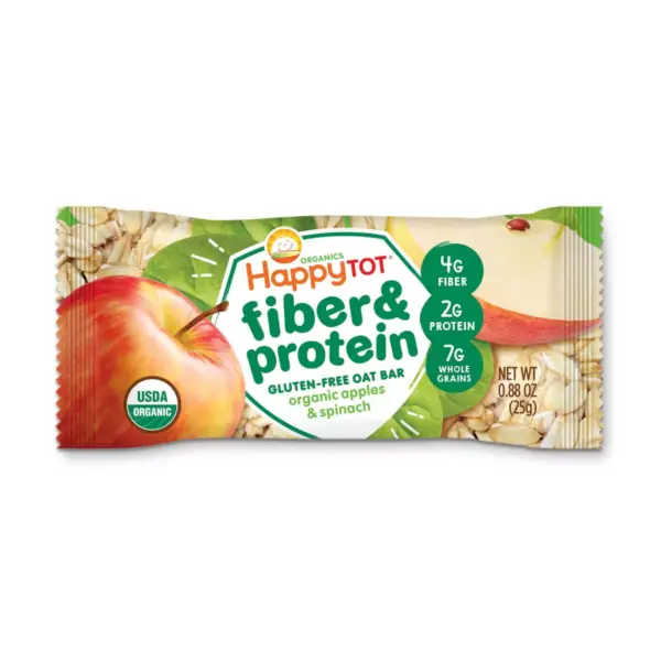 HappyTot Fiber & Protein Organic Apples and Spinach Soft-Baked Oat Bar - 5ct/0.88oz Each