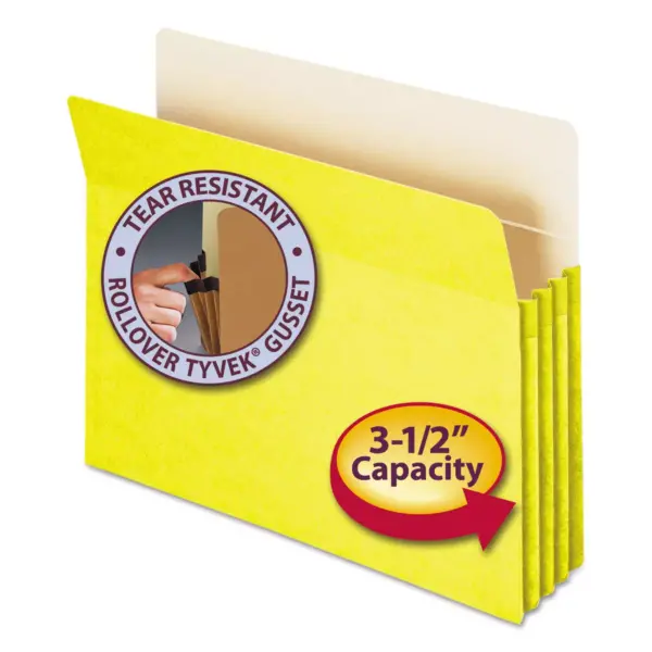 Smead 3 1/2" Exp Colored File Pocket Straight Tab Letter Yellow 73233