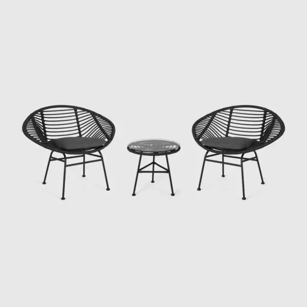 3pc Meridian Faux Wicker Patio Chat Set - Gray - Christopher Knight Home