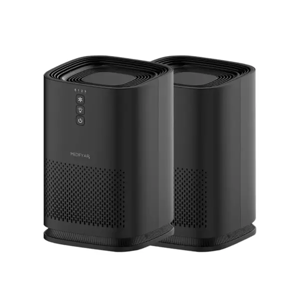 Medify Air MA-14 Compact Portable Tabletop Indoor Home Personal Air Purifier with Medical Grade True H13 HEPA Filter for 200-Sq Ft Room, Black, 2 Pack