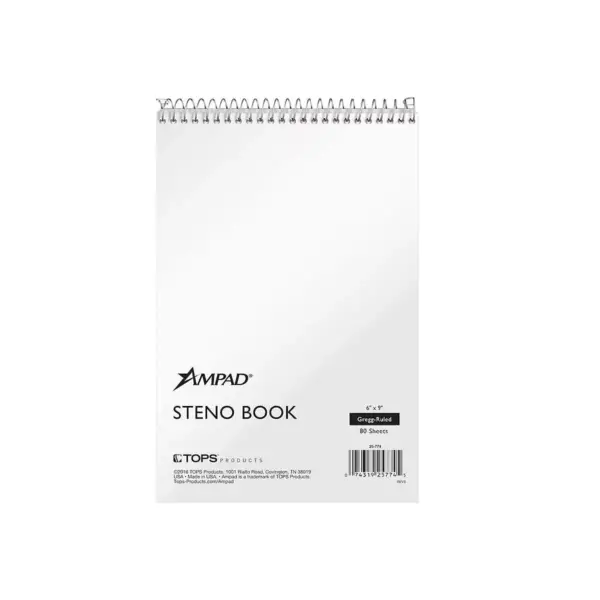 Ampad Steno Pad 6" x 9" Gregg Ruled White 304204