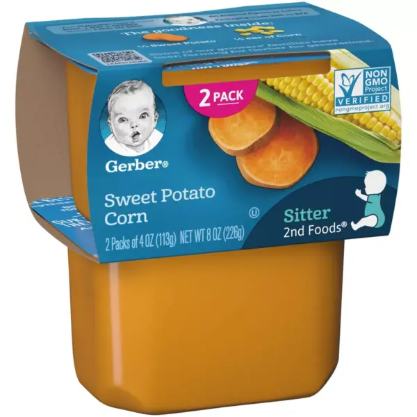 Gerber Sitter 2nd Foods Sweet Potato Corn Baby Meals Tubs - 2ct/4oz Each