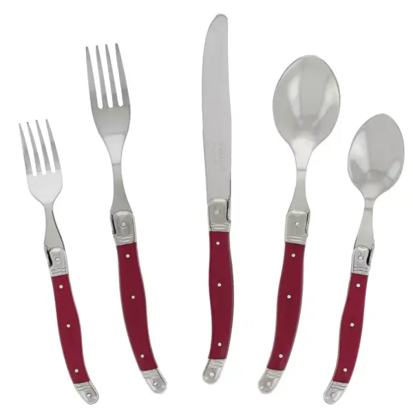 French Home Laguoile 20pc Stainless Steel Silverware Set Red