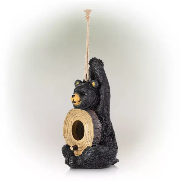 10" Polyresin Bear Birdhouse Black/Brown - Alpine Corporation