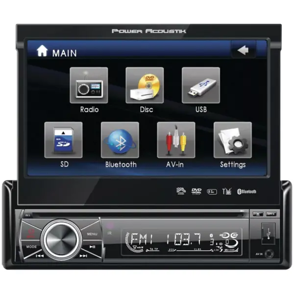 Power Acoustik 7 Single-DIN In-Dash Flip-Up Source Unit w/Bluetooth 2.0 POWPTID8920B