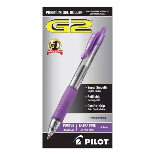 Pilot G2 Extra Fine Gel Ink Pen, 0.5mm - Purple Ink ( 12 Per Set)