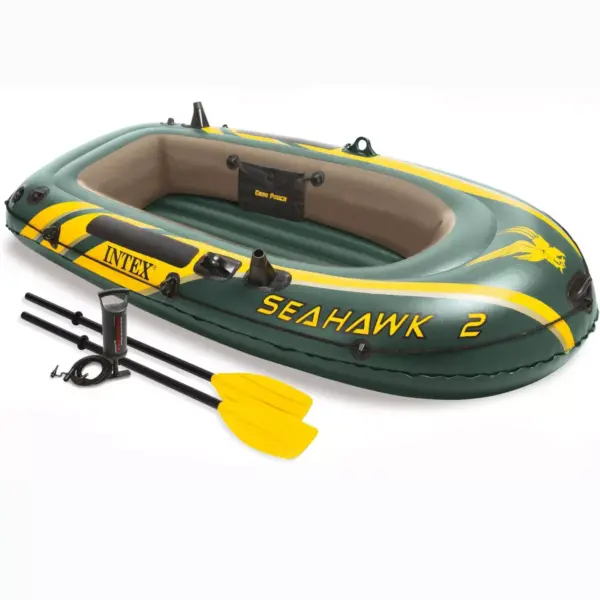 Intex Seahawk 2 Inflatable Raft Set and 2 Transom Mount 8 Speed Trolling Motors