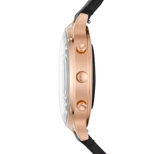 Fossil Hybrid Smartwatch HR Charter 42mm - Rose Gold-Tone with Black Leather