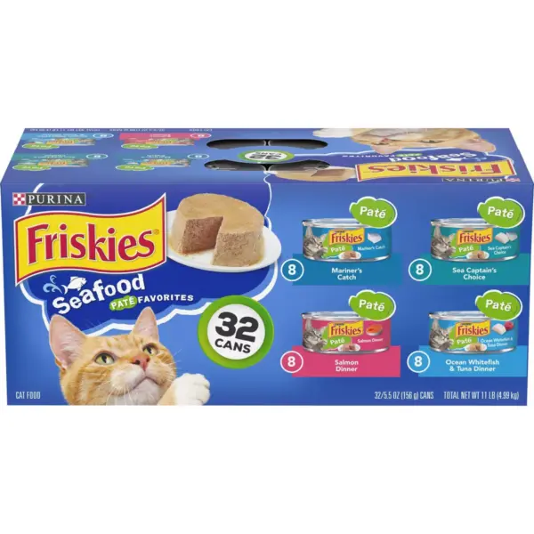 Purina Friskies Paté Wet Cat Food Seafood Favorites - 5.5oz/32ct Variety Pack