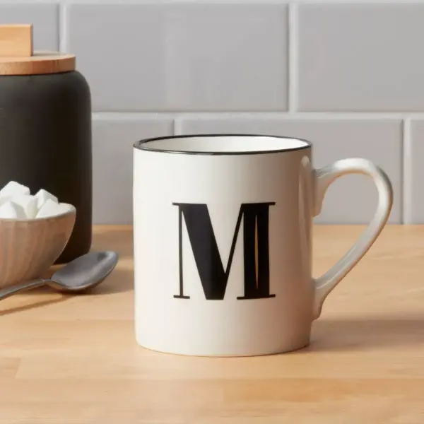 16oz Stoneware Monogram M Mug White - Threshold™