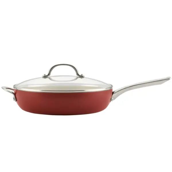 Ayesha Curry 12" Home Collection Porcelain Enamel Nonstick Covered Deep Skillet With Helper Handle