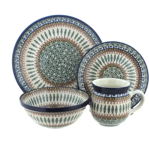 Blue Rose Polish Pottery Tuscany 16 Piece Dinner Set