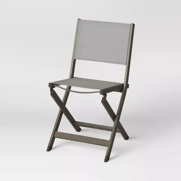 Weathered Teak Folding Patio Bistro Chair - Threshold™