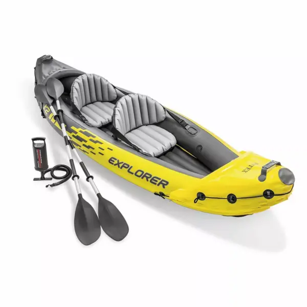 Intex 2-Person Inflatable Kayak w/ Oars & Air Pump & 4 Person Boat w/ Oars &Pump