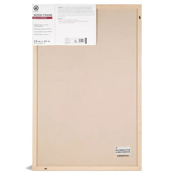 U Brands 23"x35" Wood Frame Bulletin Board