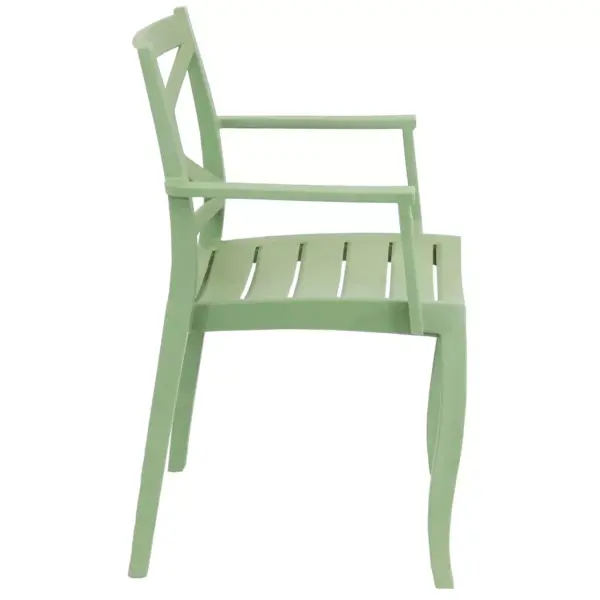 Sunnydaze Polypropylene Tristana Stackable Outdoor Patio Arm Chair, Green