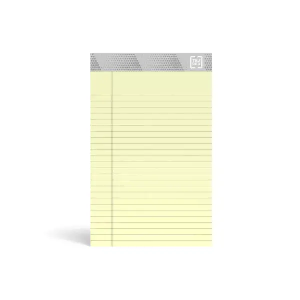 TRU RED Notepads, 5" x 8", Narrow Ruled, Canary, 50 Sheets/Pad TR57359