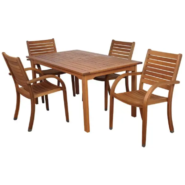 Arizona 5pc Patio Eucalyptus Wood Dining Set - International Home Miami