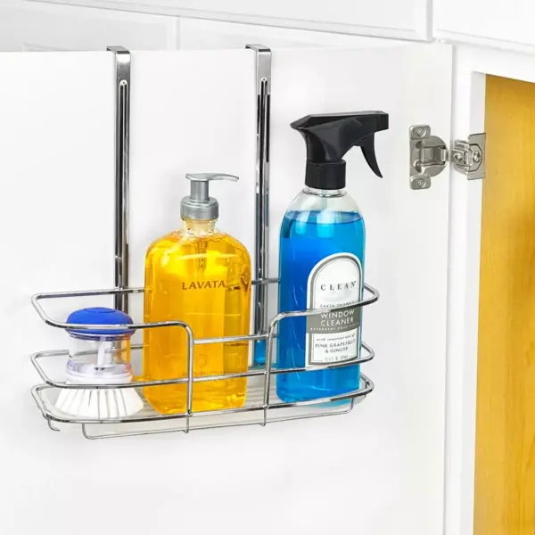 Lynk Over Cabinet Door Organizer - Tall Shelf - with Molded Tray - Chrome