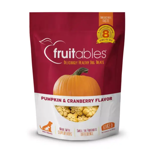 Fruitables Baked Pumpkin and Cranberry Flavor Healthy Low Calorie Dog Treats - 7oz