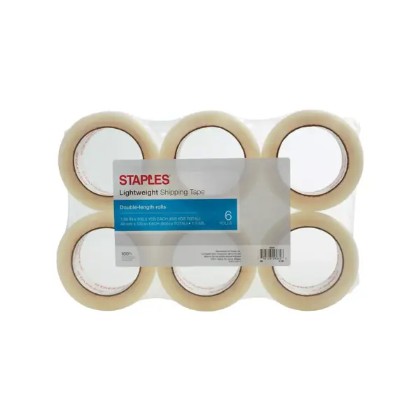 Staples Packing Tape 3" Core Clear 1.88" x 109.4 Yards 6/Pk 815059