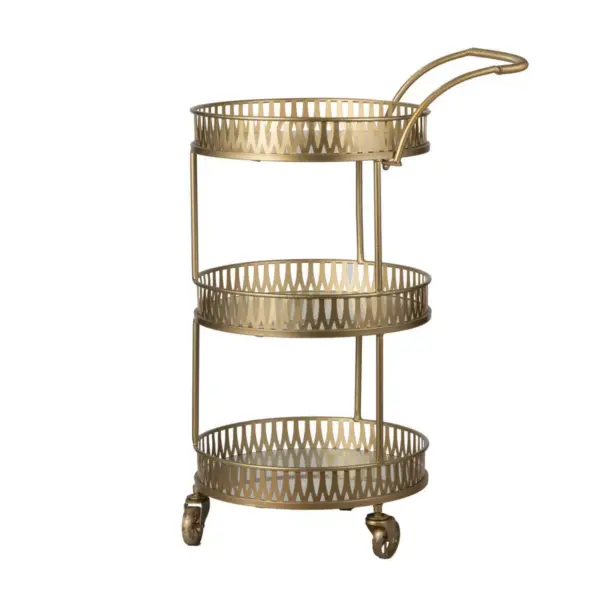 Urban Vogue Round Bar Cart Gold - A&B Home