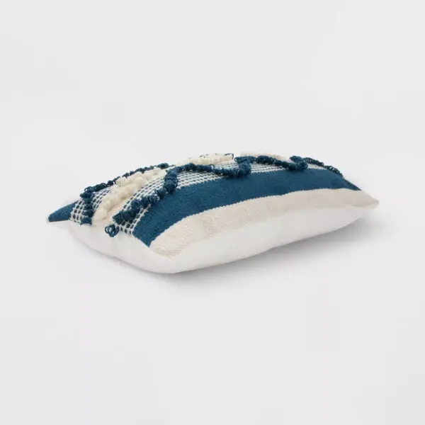 Decorative Woven Lumbar Throw Pillow Navy/Cream - Threshold™