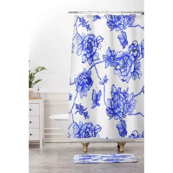 Jacqueline Maldonado Chinoserie Floral Memory Foam Bath Mat Blue - Deny Designs