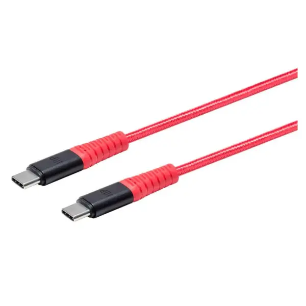 Monoprice Durable USB 2.0 Type-C Charge and Sync Kevlar Reinforced Nylon-Braid Cable - 3 Feet - Red | 5A/100W, Aluminum Connectors - AtlasFlex Series