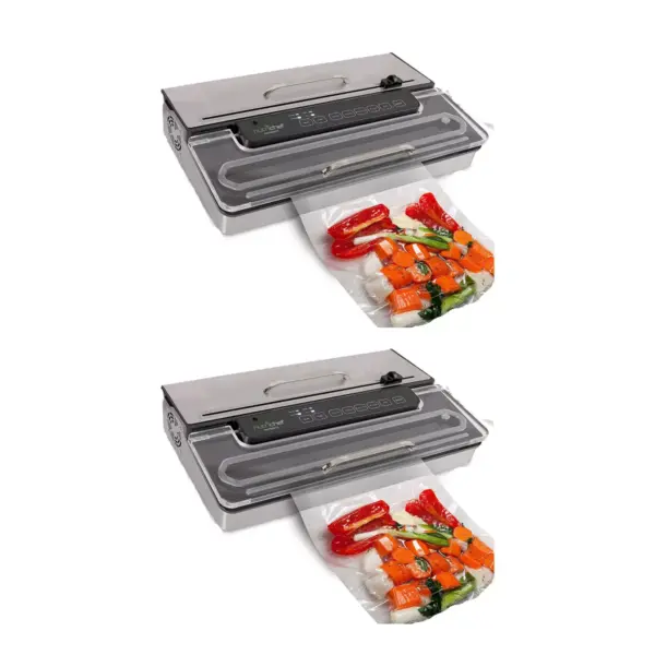 NutriChef PKVS50STS Kitchen Pro Food Electric Vacuum Sealer Preserver System with Environmentally Friendly Polyamide Sealing Bags Included (2 Pack)