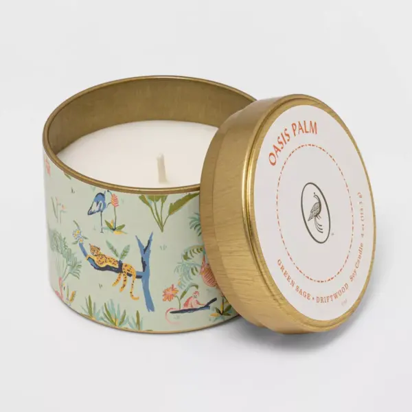 4oz Mini Patterned Tin Oasis Palm Candle - Opalhouse™