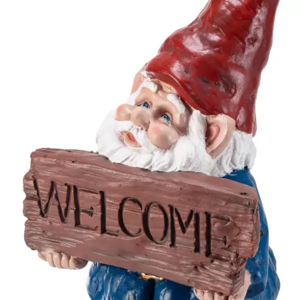 Alpine 22" Welcome Sign Magnesium Oxide Gnome Statue