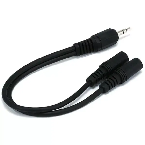 Monoprice Audio/Stereo Splitter Cable - 0.5 Feet - Black | 3.5mm Stereo Plug/Two 3.5mm Stereo Jack