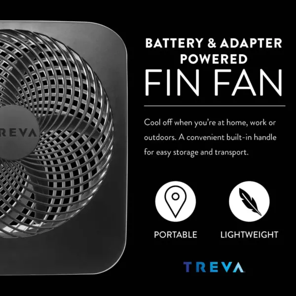 Treva 10" Battery Powered Portable Fin Fan with Adapter