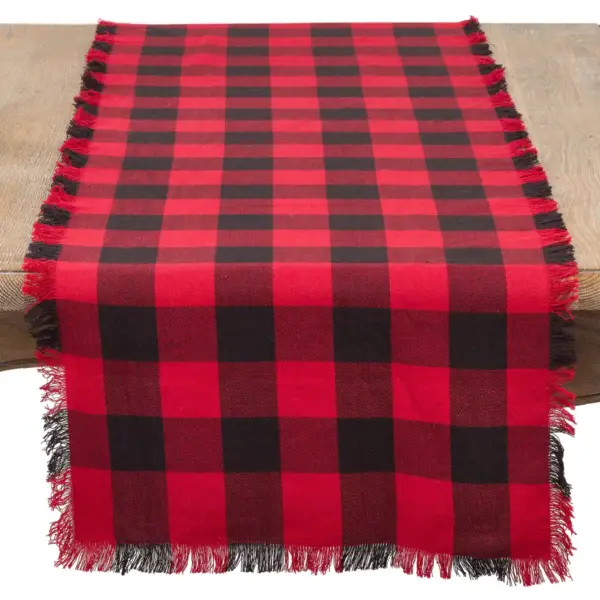 Red Plaid Table Runner - Saro Lifestyle