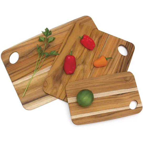 Lipper International Multi Size Small, Medium, and Large Versatile Home Carving/Cutting Boards, Set of 3, Teak Wood