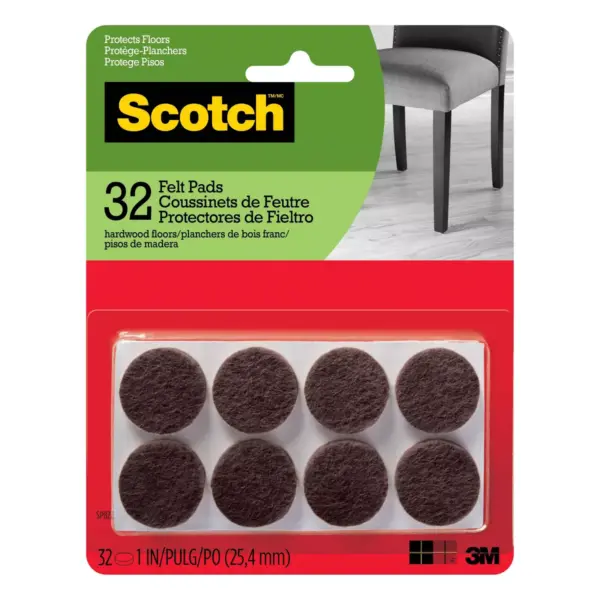 Scotch 1" 32pk Felt Pads Brown