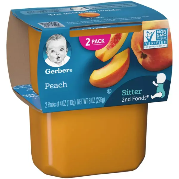 Gerber Sitter 2nd Foods Peach Baby Meals Tubs - 2ct/4oz Each