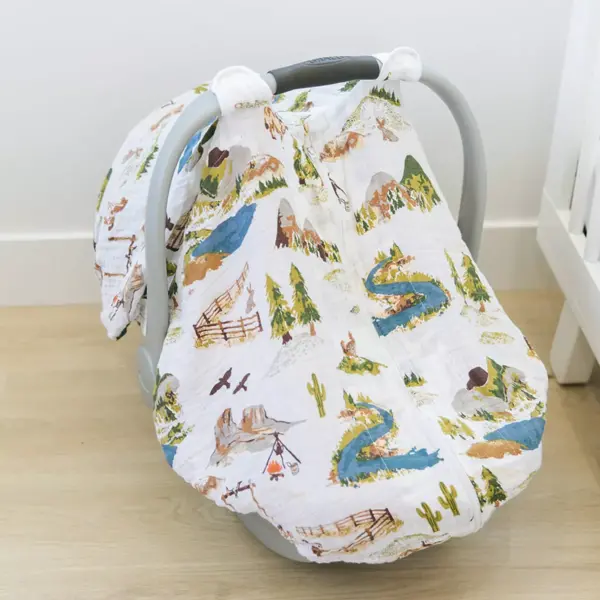 Bebe au Lait Muslin Car Seat Cover - Wyoming