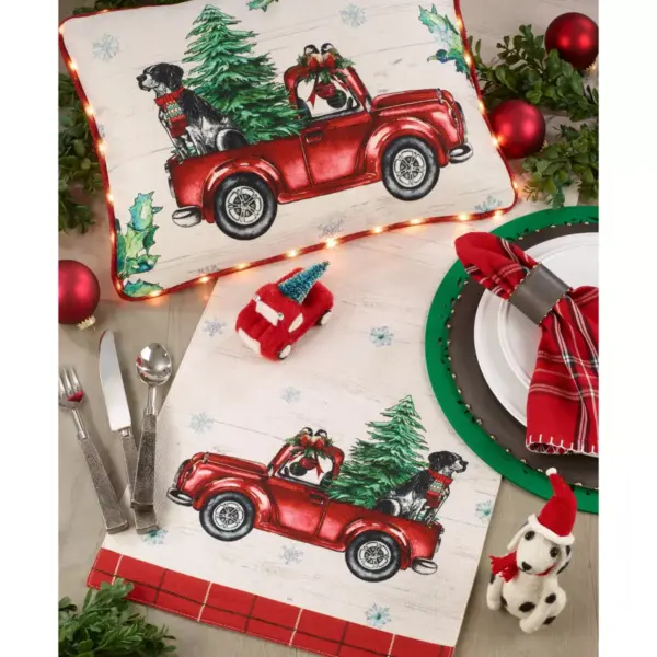 13" X 72" Red Christmas Truck Runner - SARO Lifestyle