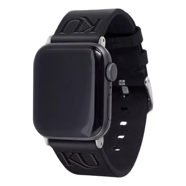 NCAA Kansas Jayhawks Apple Watch Compatible Leather Band 38/40mm - Black