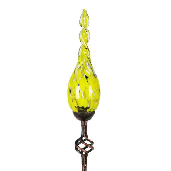 36" Glass Solar Flame Stake Yellow - Exhart