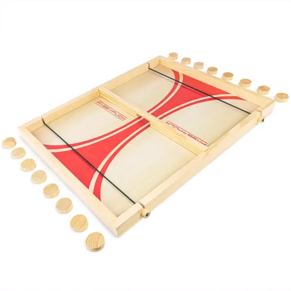 GoSports Pass The Puck Rapid-Shot Premium Wooden Indoors Tabletop Board Game Set, Natural Finish