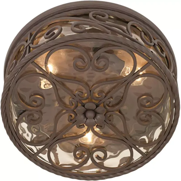 John Timberland Rustic Farmhouse Outdoor Ceiling Light Fixture Dark Walnut 15" Champagne Water Glass Exterior House Porch Patio