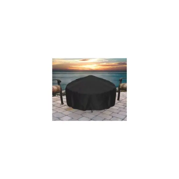 Sunnydaze Outdoor Heavy-Duty Weather-Resistant PVC and 300D Polyester Round Fire Pit Cover with Drawstring and Toggle Closure - 36" - Black